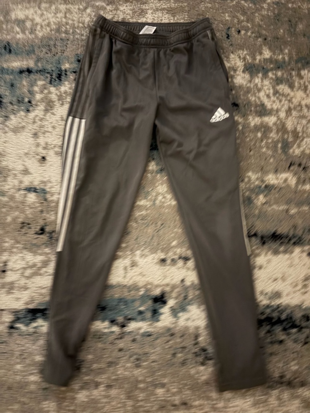adidas Men’s Black/Gray Jogger Sweatpants with Side Stripes